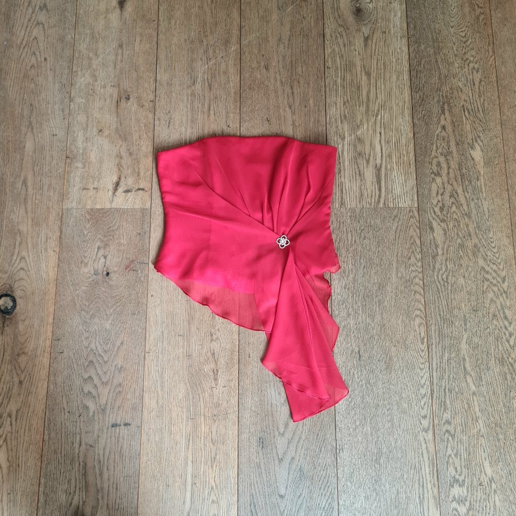Rode corsage-top met doorschijnende draperie, met broche, Kleding | Dames, Ophalen of Verzenden, Gedragen, Rood, Stella’s Secret