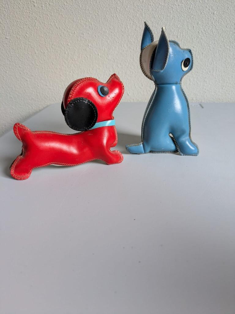 hond leer vintage jaren 70, Verzamelen, Beelden en Beeldjes, Ophalen of Verzenden, Gebruikt, Dier