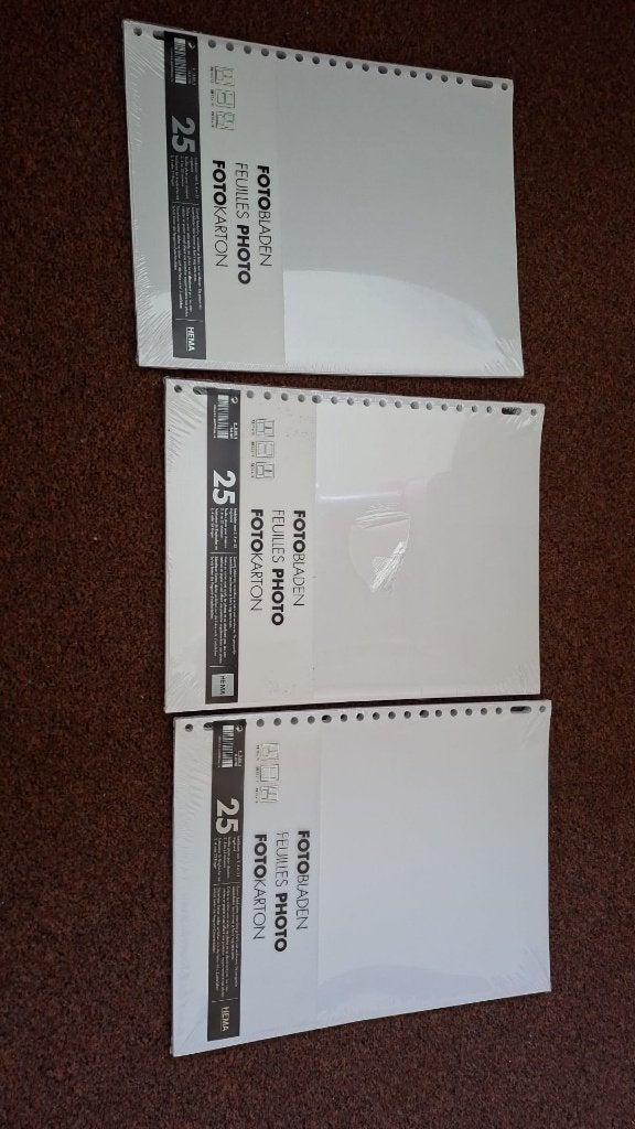 3 dichte pakken fotobladen, Ophalen, Nieuw