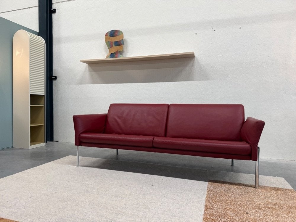 Als nieuw Jori Tosca 3 Zits Bank Rood leer Design 205, Hoogweg 52, Jori, Driepersoons, Ophalen of Verzenden