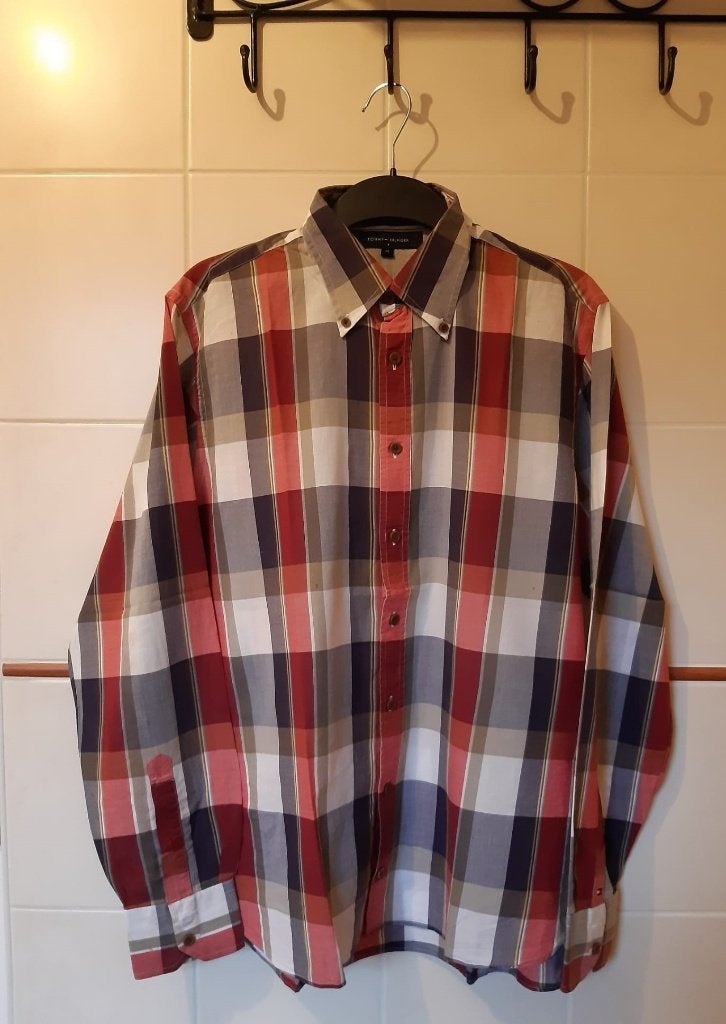 TOMMY HILFIGER geruit herenoverhemd, maat M, Overige kleuren, Tommy Hilfiger, Gedragen, Halswijdte 39/40 (M)