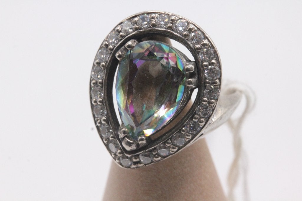 ring sterling zilver met mystieke topaas steen, Sieraden, Tassen en Uiterlijk, Nieuw, Ophalen of Verzenden, 17 tot 18, Met edelsteen