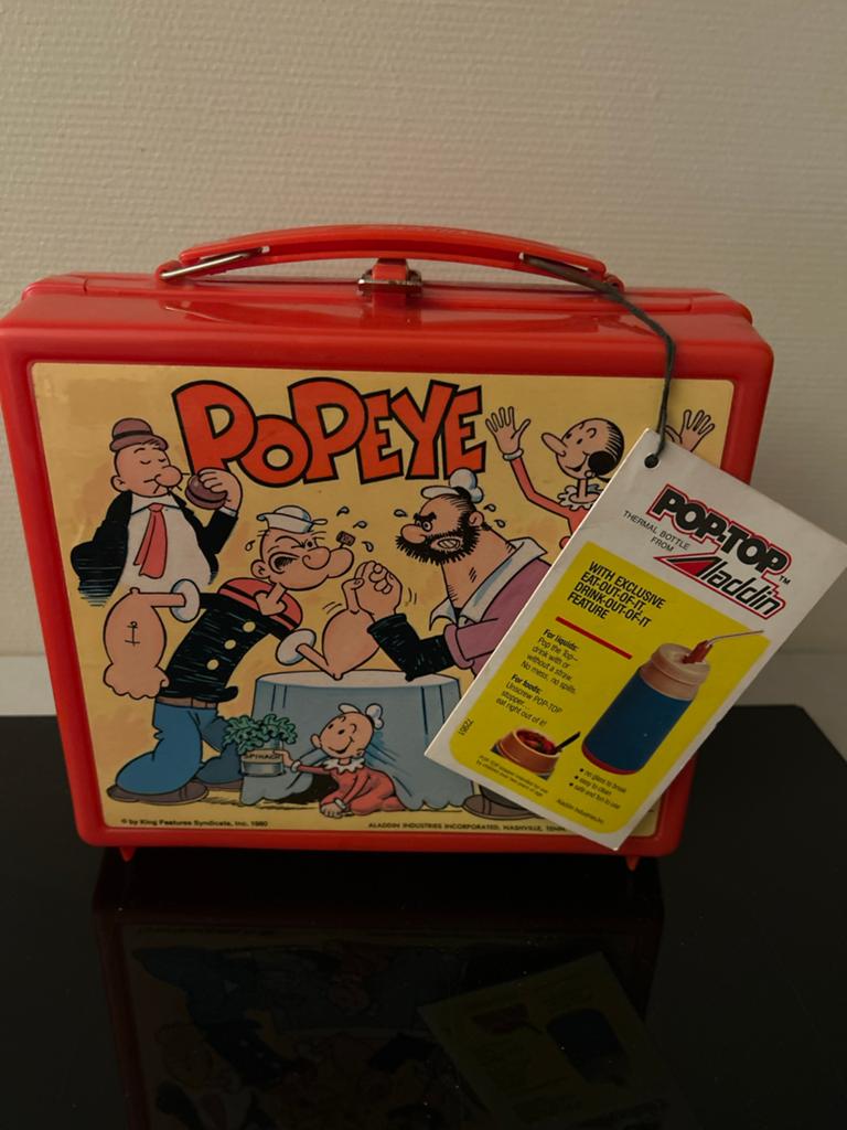 Vintage Popeye lunchbox Aladdin 1980 met thermofles, Ophalen of Verzenden, Zo goed als nieuw