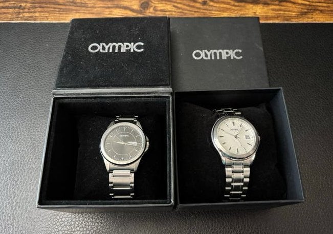 2x nieuwe Olympic heren horloges, Overige merken, Staal, Staal, Polshorloge