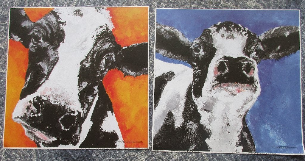 print van schilderij KOE van Pieternel 30 x 30 cm à 3,00, Ophalen of Verzenden