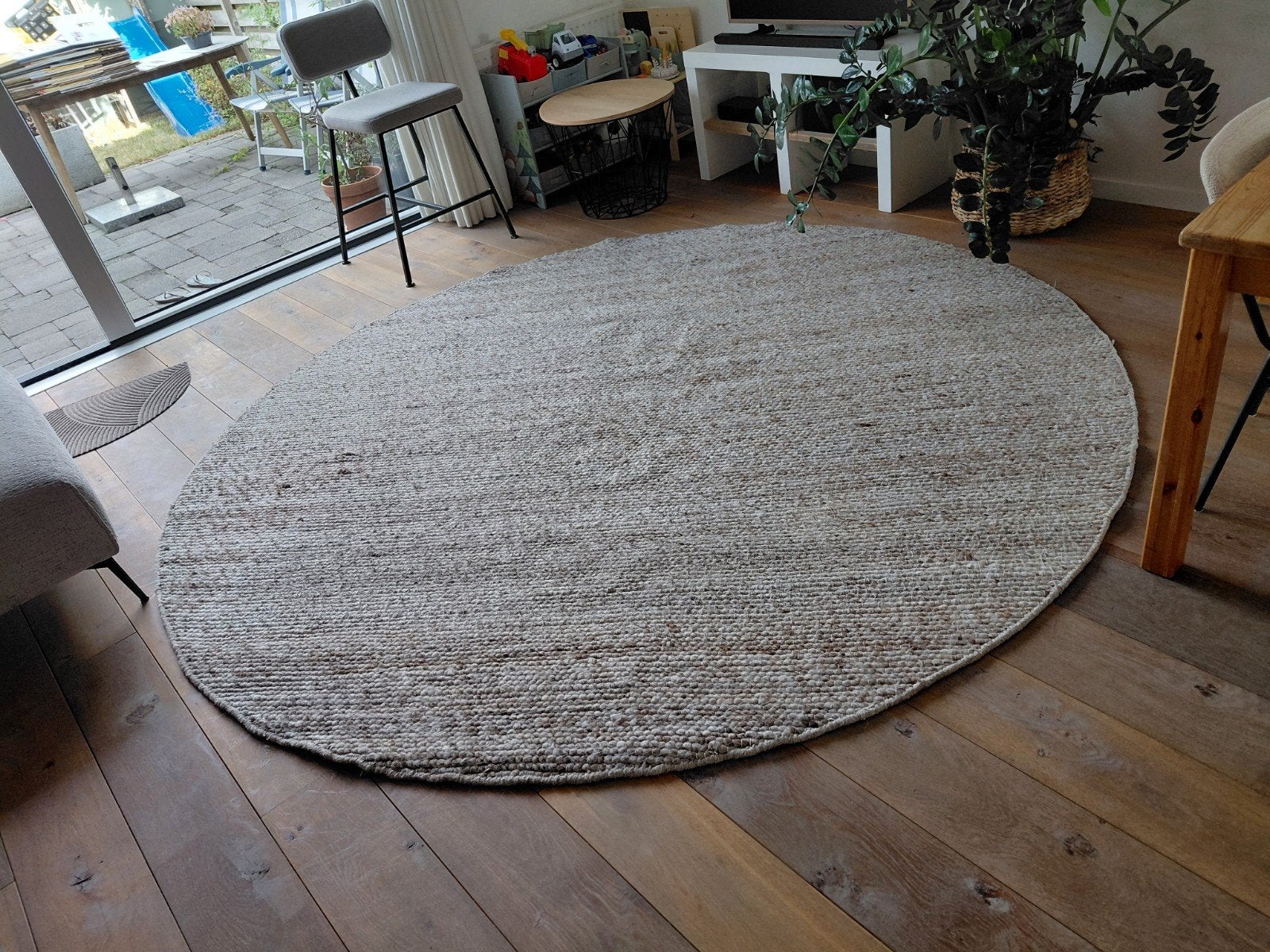 Rond Vloerkleed - 90% wol, 10% katoen - Natuurlijke Stijl, Huis en Inrichting, Stoffering | Tapijten en Kleden, Ophalen, 200 cm of meer