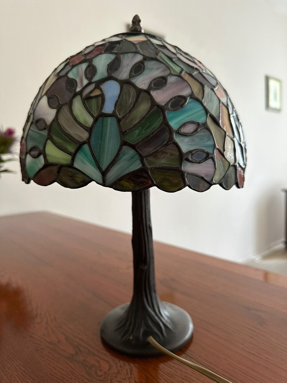 Prachtige Tiffany stijl tafellamp en wandlamp set, Ophalen