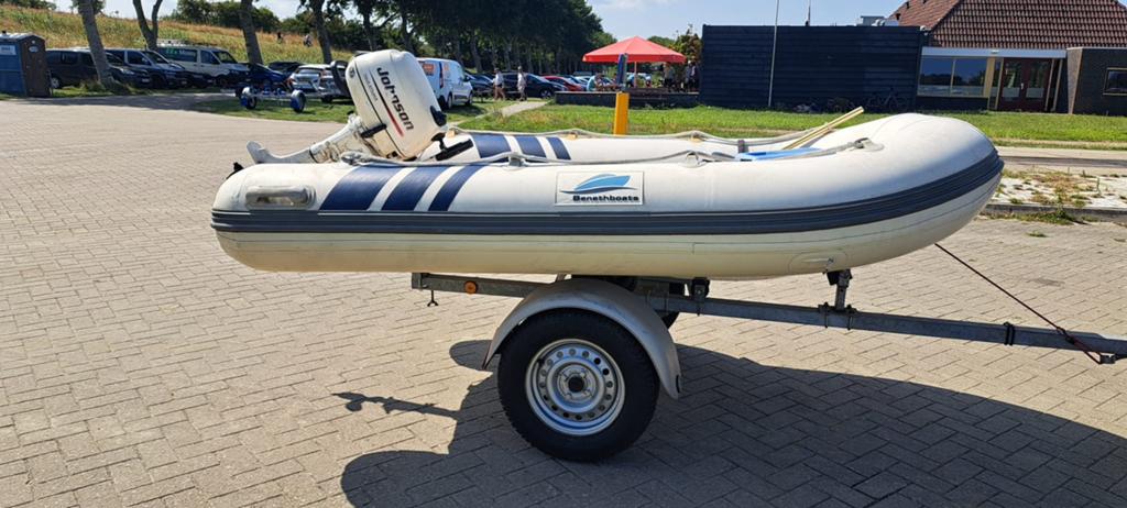 Benithboats RIB met 4pk Johnson en trailer, Watersport en Boten, Rubberboten, Gebruikt, Overige merken, Polyester/glasvezel, Afdekzeil