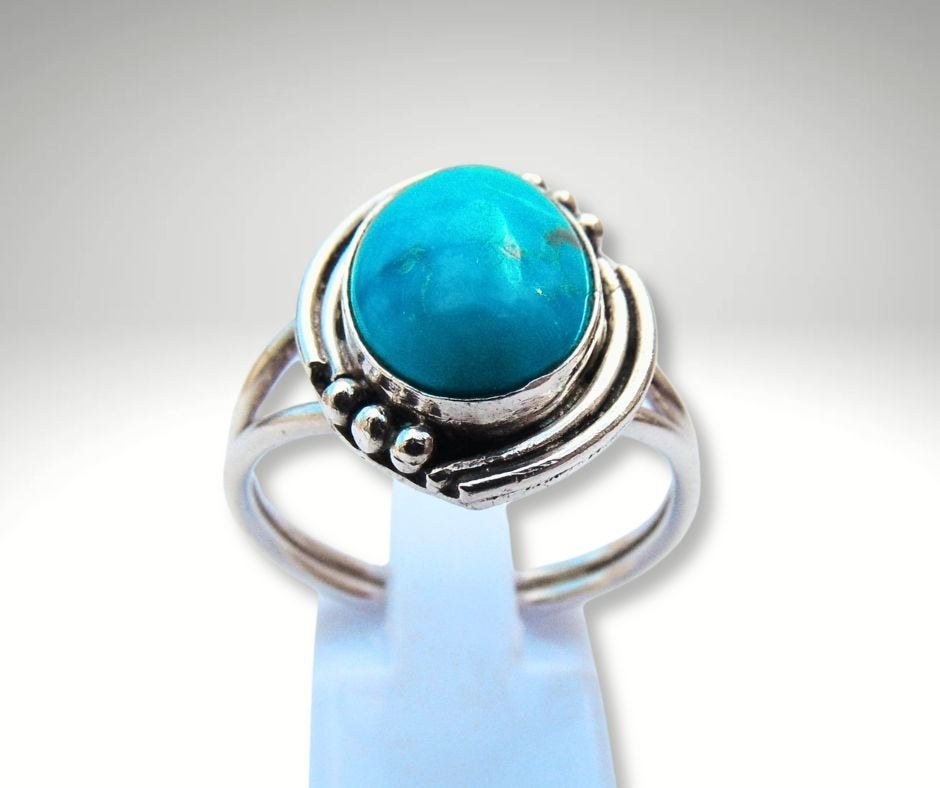 Super NAVAJO zilver Sleeping Beauty turquoise ring M19,5/20!, 19 tot 20, Ophalen of Verzenden, Zo goed als nieuw, X