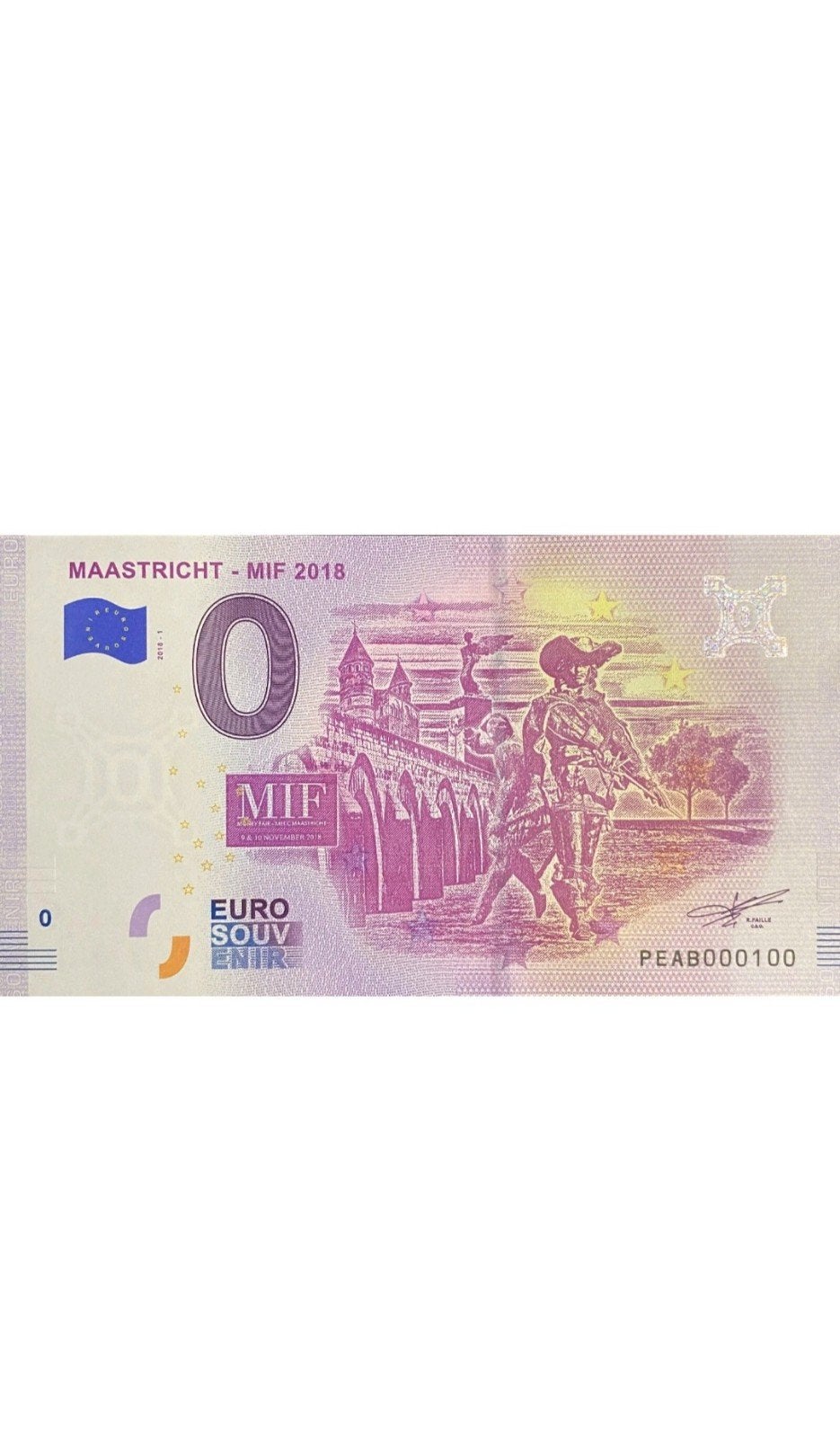 0 Euro biljet Maastricht 2018 serienummer 100!, Postzegels en Munten, Bankbiljetten | Nederland, Ophalen of Verzenden, Euro's