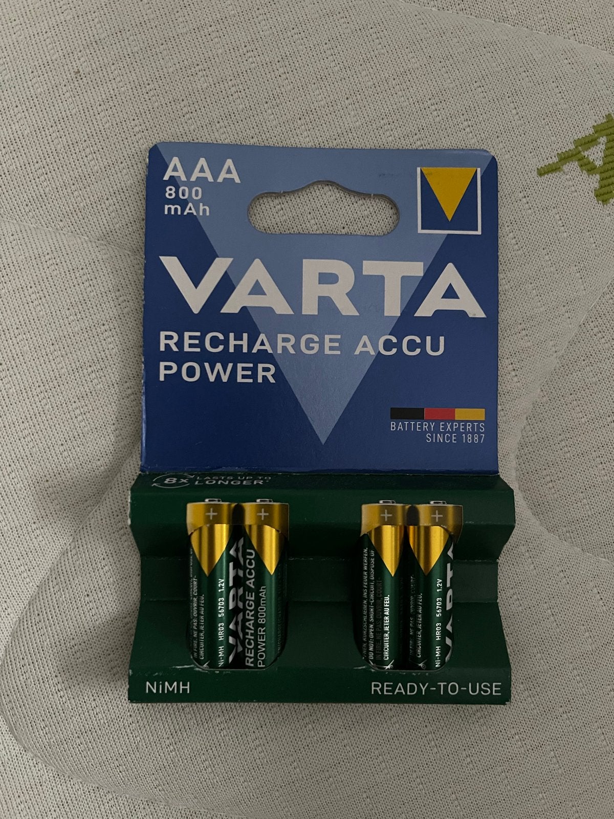 Varta AAA Oplaadbare Accu Power Batterijen 800 mAh (4 stuks), Audio, Tv en Foto, Accu's en Batterijen, Ophalen of Verzenden, Nieuw