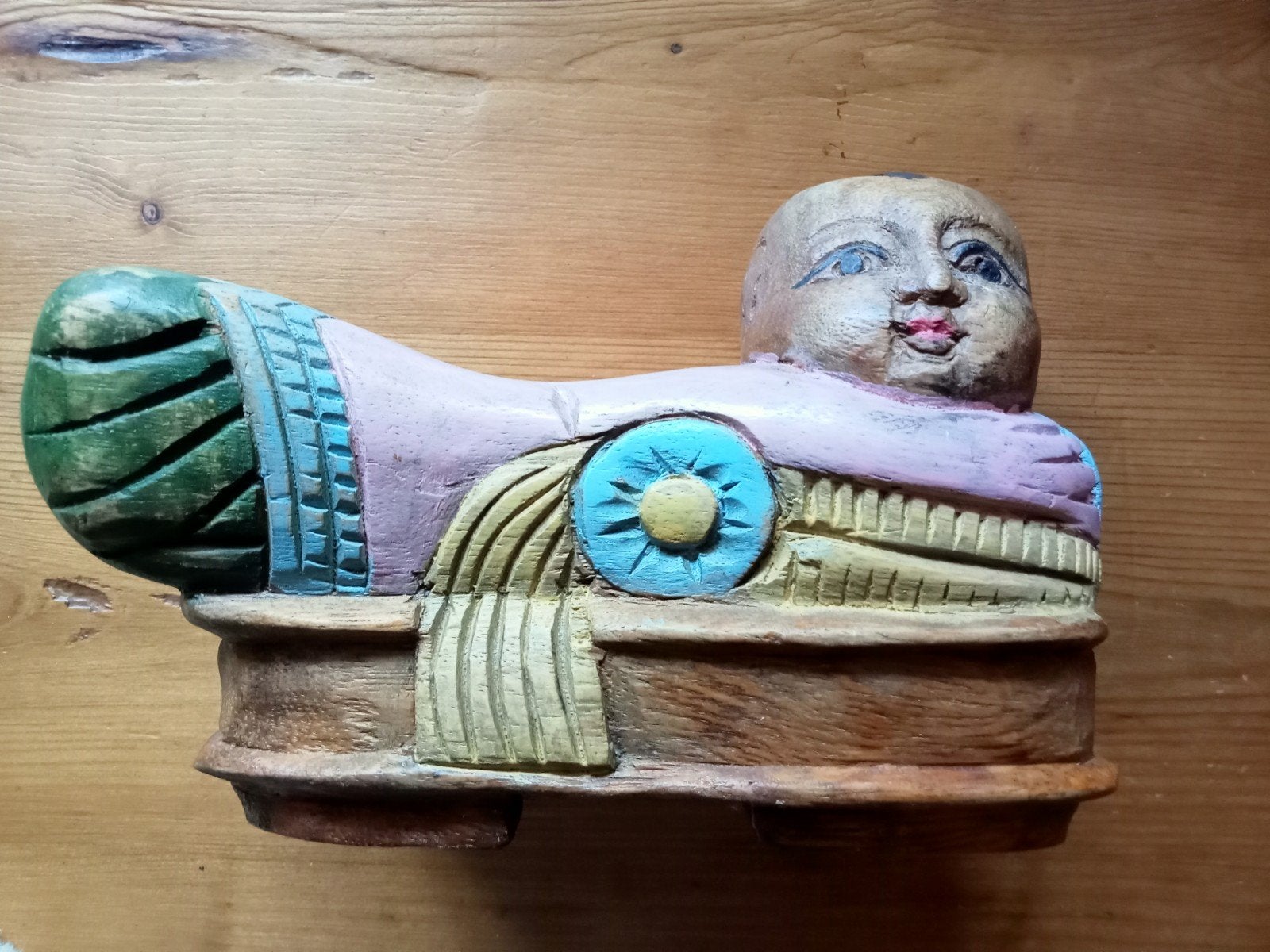 Antieke/ vintage Chinese houten  baby Buddha, Ophalen of Verzenden