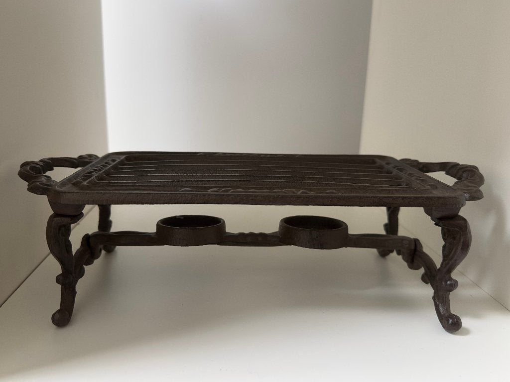 Frans rechaud van gietijzer, 2 pits, 32x14x9cm, antiek, Ophalen