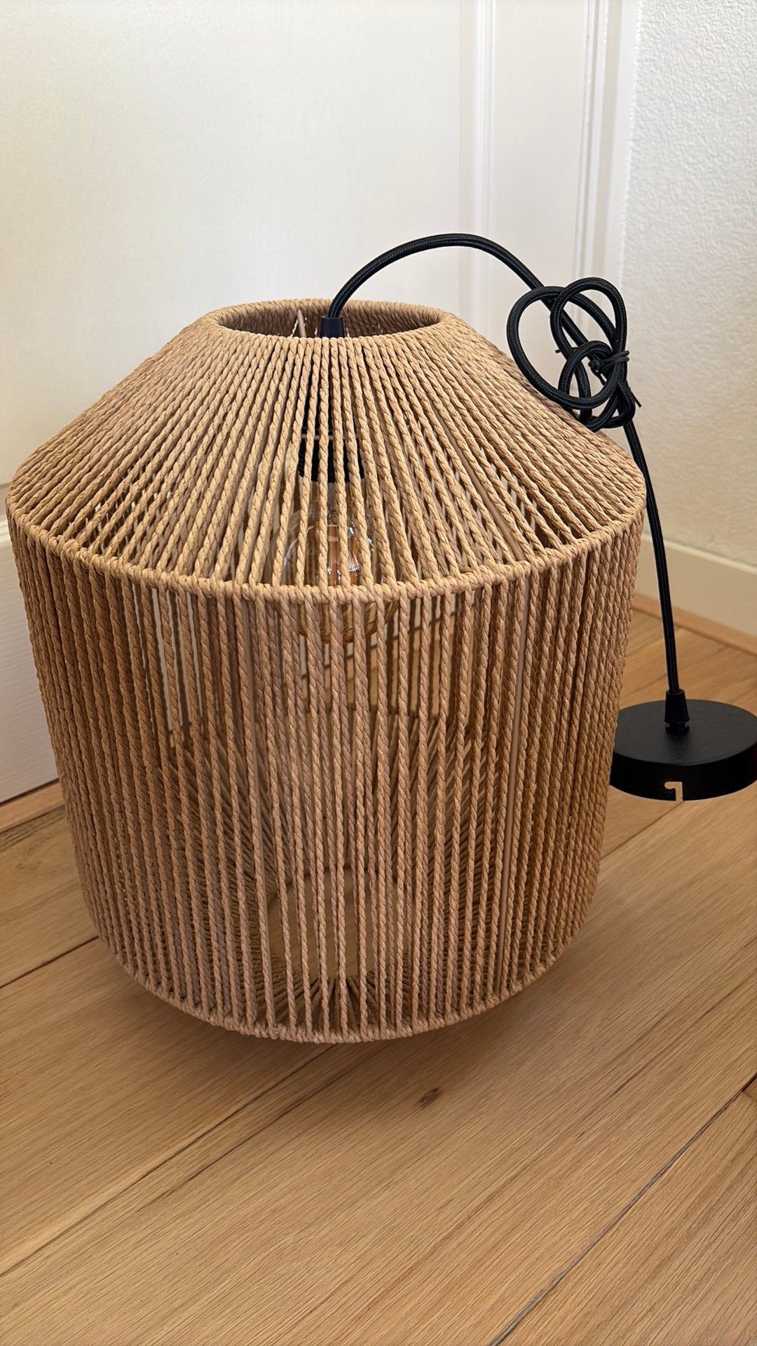 Jute hanglamp - Boheemse stijl gevlochten, Ophalen, Zo goed als nieuw, Overige materialen, Minder dan 50 cm