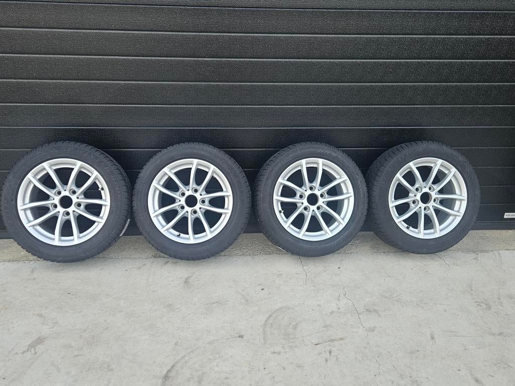 Set van 4 Dunlop winterbanden met velgen, Auto-onderdelen, Banden en Velgen, 16 inch, 205 mm, Winterbanden, Ophalen of Verzenden