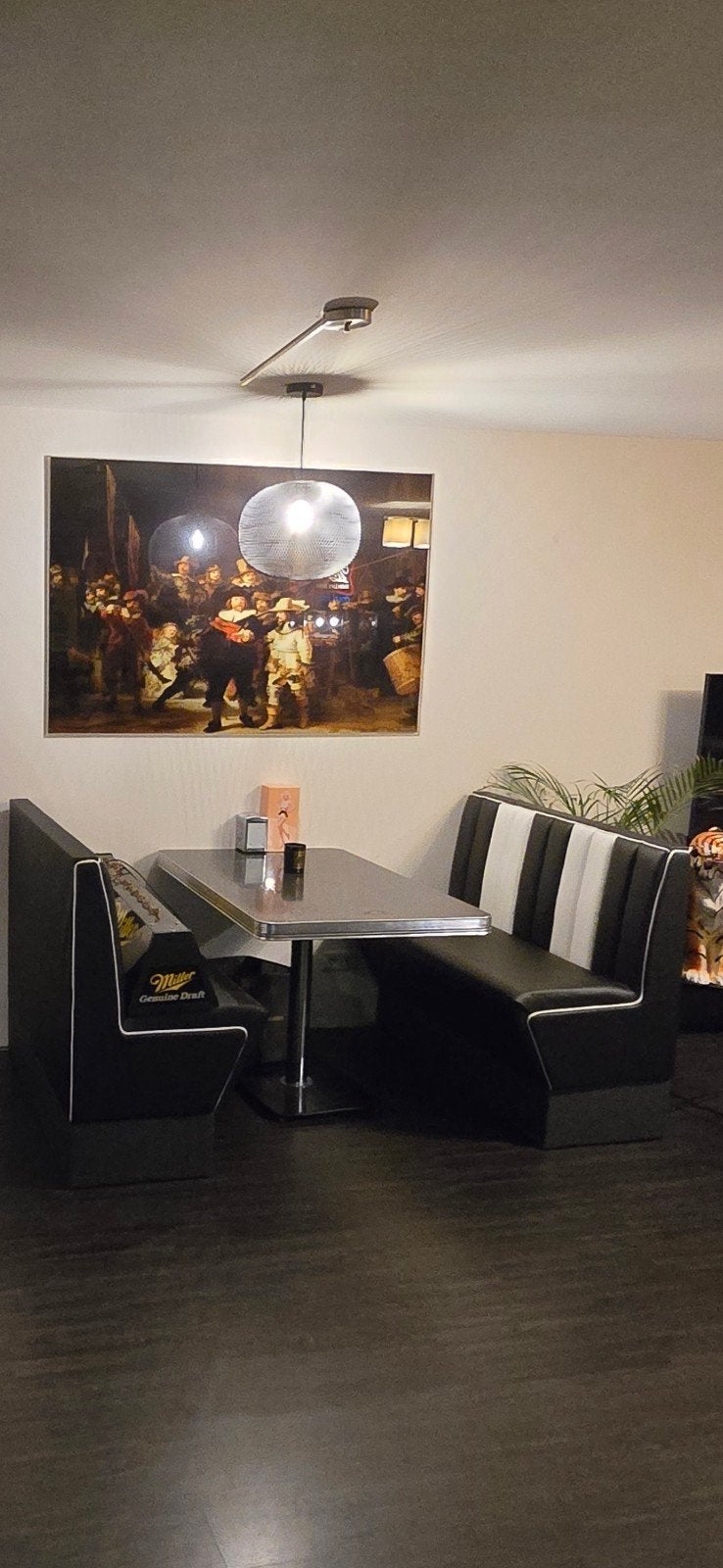 Diner set 50s zwart eetkamer bank eetset, Ophalen of Verzenden, Zo goed als nieuw, Retro, Diner, Jaren '50, 4 tot 6 stoelen