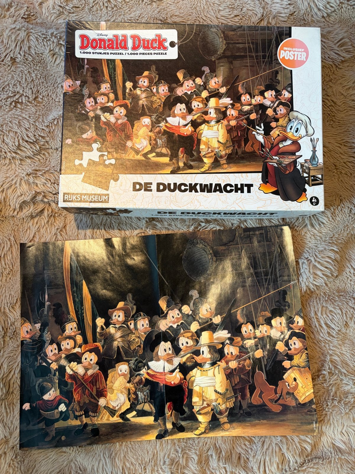 Donald Duck De Duckwacht 1000 stukjes puzzel Rijksmuseum, Ophalen of Verzenden, 500 t/m 1500 stukjes, Zo goed als nieuw, Legpuzzel