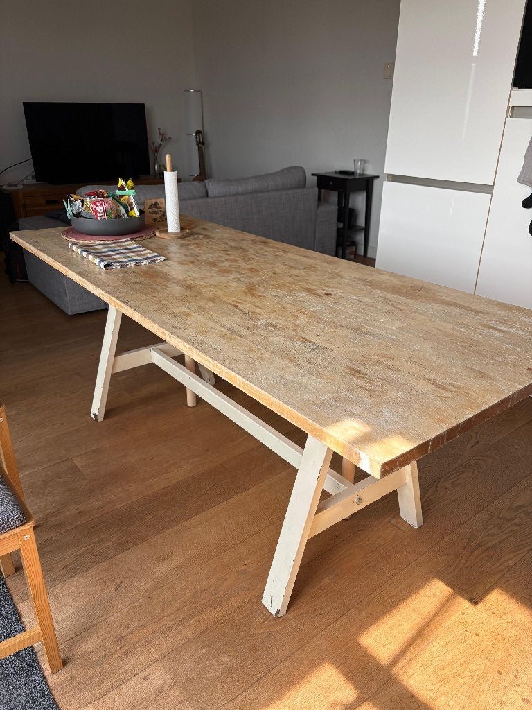Wooden Dining Table, Huis en Inrichting, Ophalen, 200 cm of meer, 50 tot 100 cm, Zo goed als nieuw