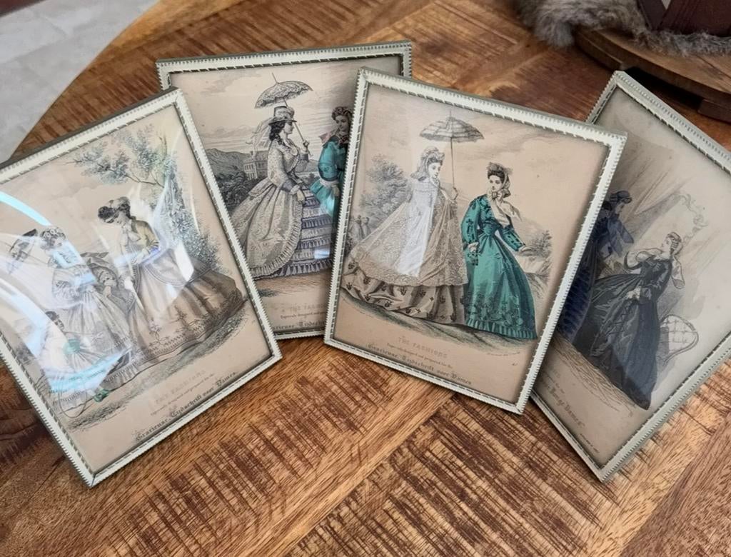 Antieke Modeprenten 'The Fashions' - Graziöse Tijdschrift, Ophalen, Gebruikt