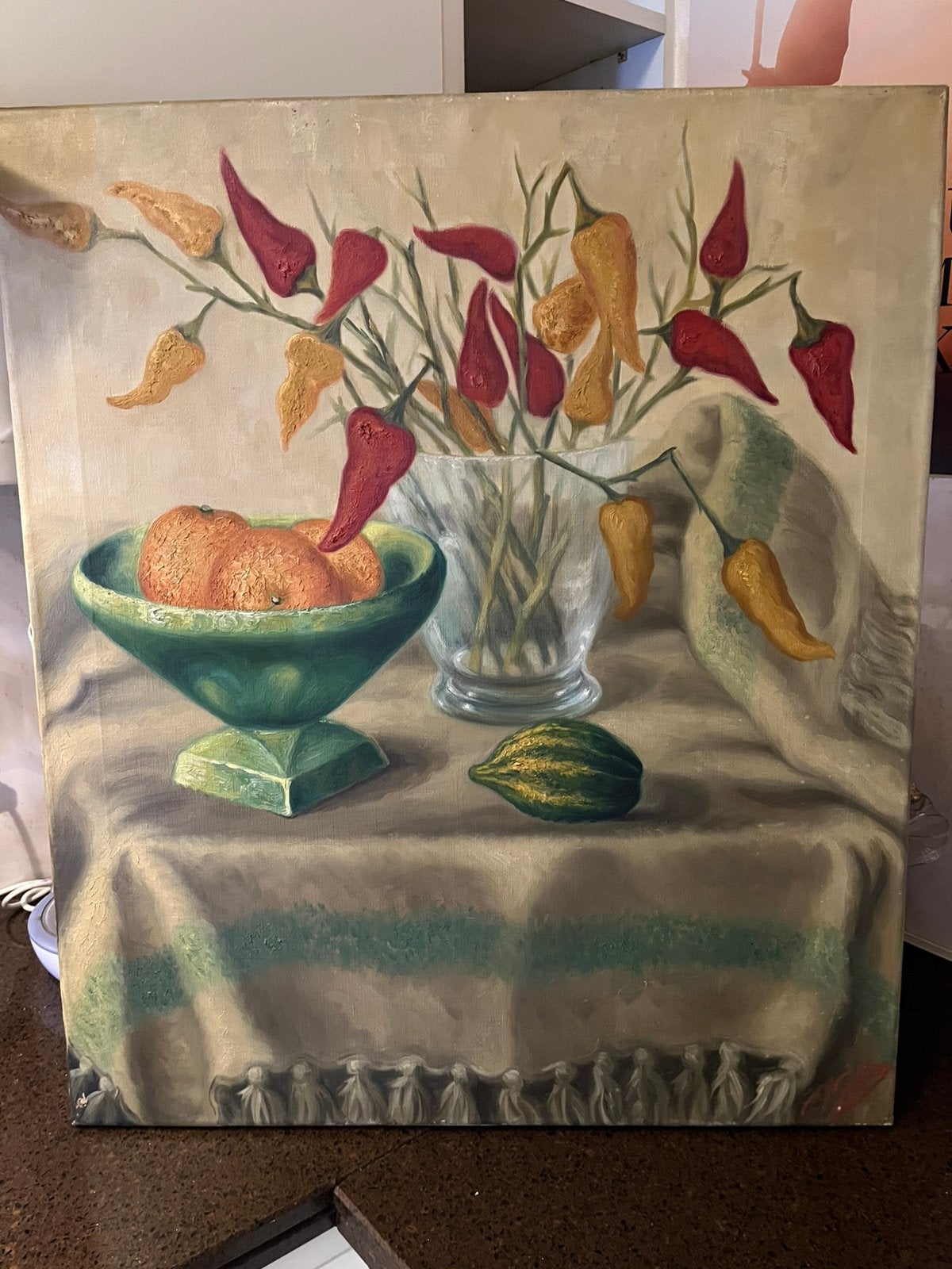 Antiek olieverf stilleven schilderij, Ophalen