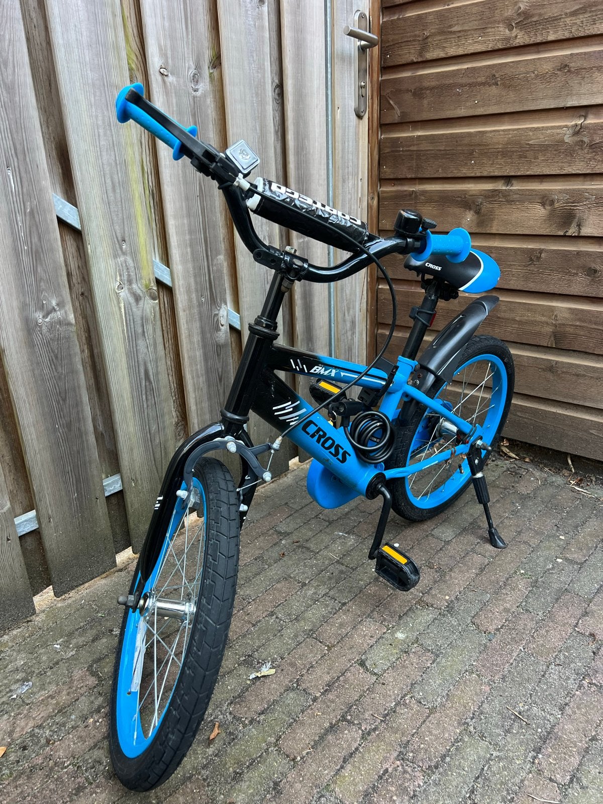 Cross BMX fiets 18 inch - Zwart/Blauw, Ophalen, Staal, Velgrem, V-brakes