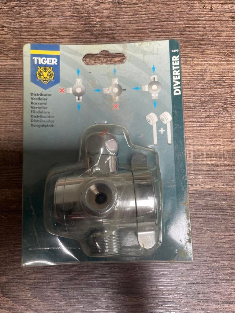 Tiger Verdeler / Diverter voor bad of douche, Ophalen, Nieuw, Chroom, Douche