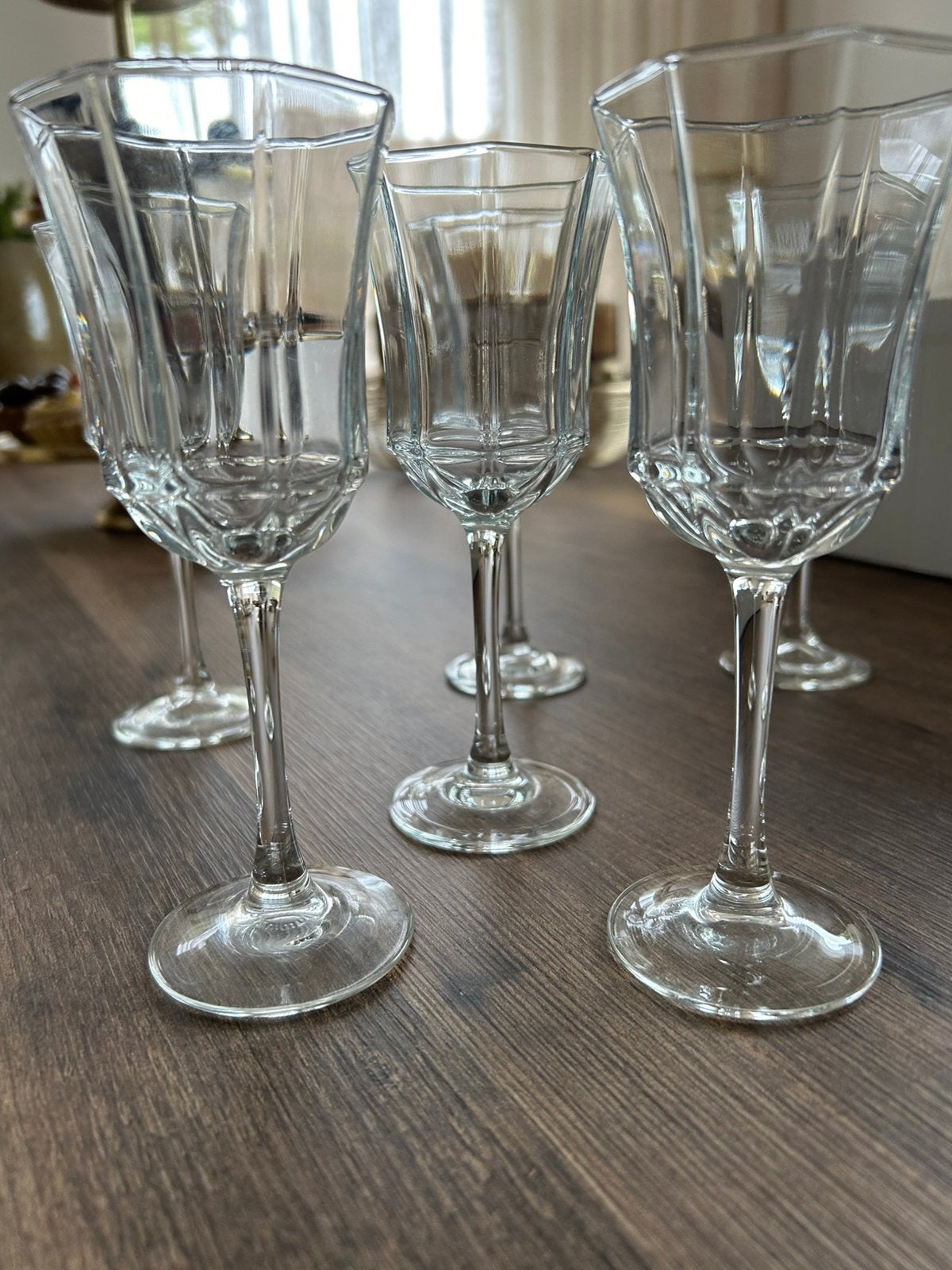 6 vintage Luminarc Octime wijnglazen achthoekig, Ophalen of Verzenden