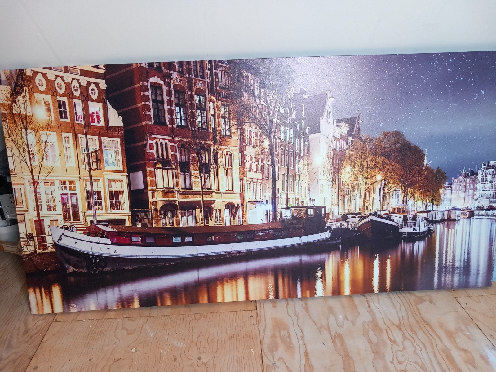 Canvas print Amsterdamse gracht, 140x70 cm, Ophalen, Gebruikt, 50 tot 75 cm, 125 cm of meer