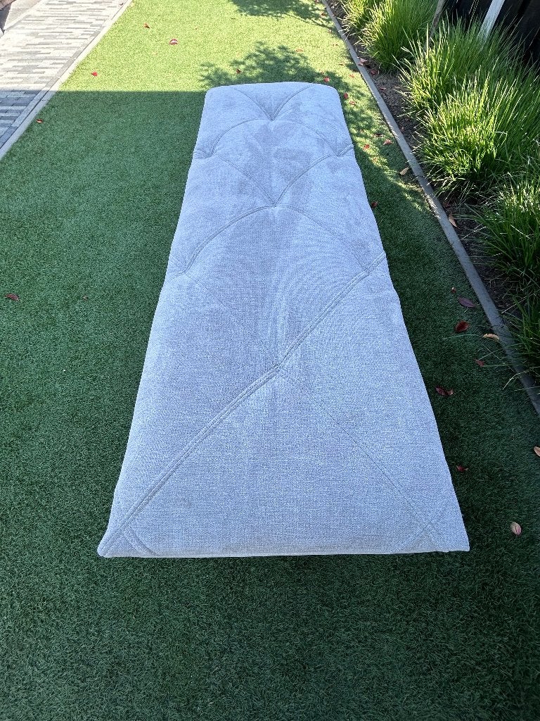 Opbergbankje stof lichtgrijs, Ophalen, 125 cm of meer, Stof, Rechthoekig