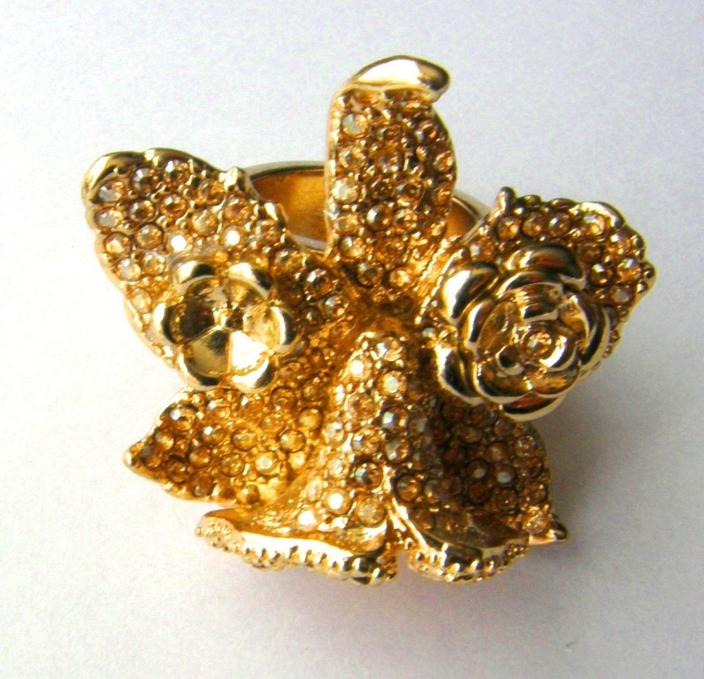 Versace voor H&M Versace for H&M Ring met Kristal, maat 16, IJzer of Staal, Dame of Heer, Goud, Ophalen