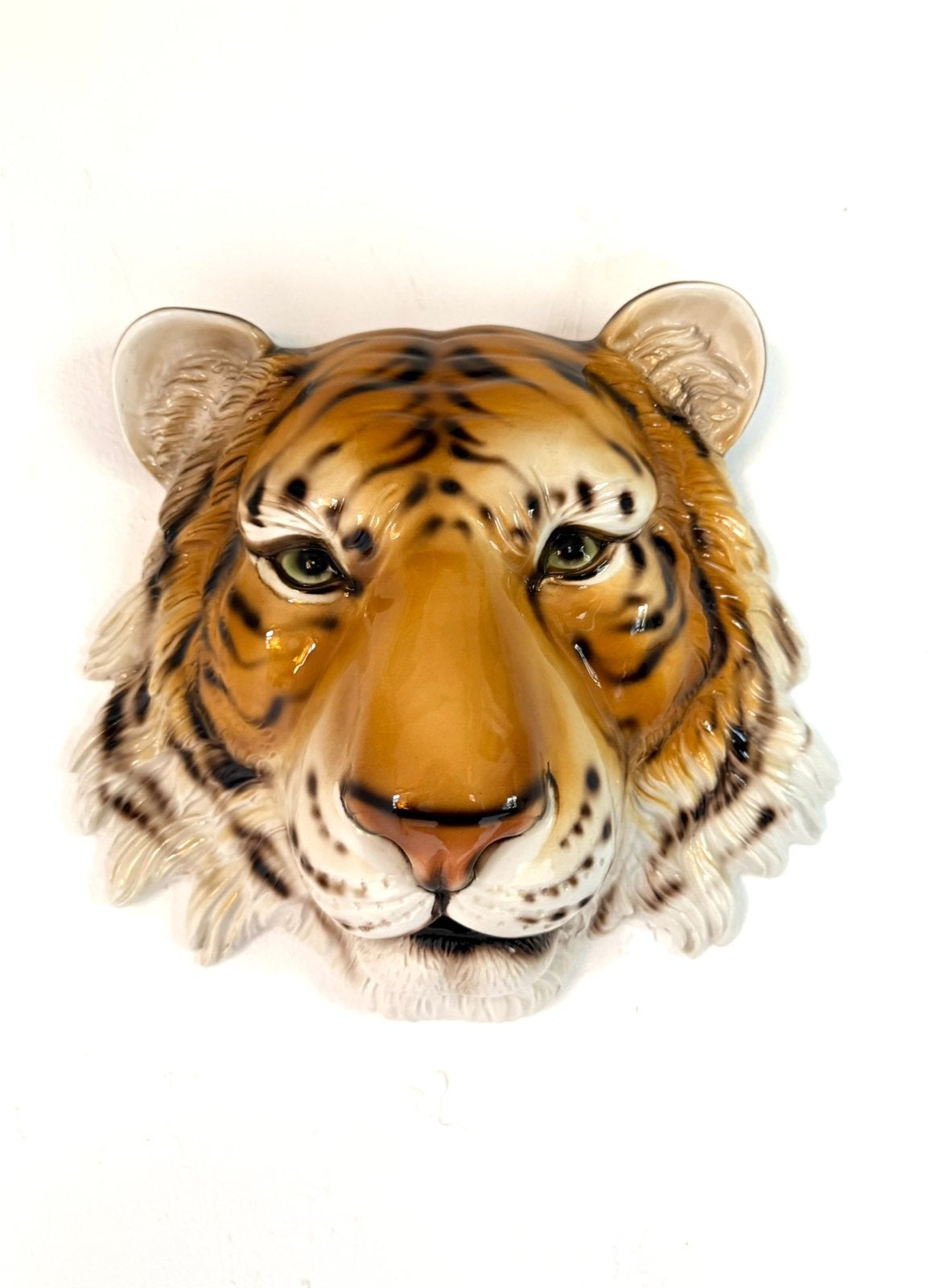 Vintage keramieken tijger wandmasker, Italië ‘70