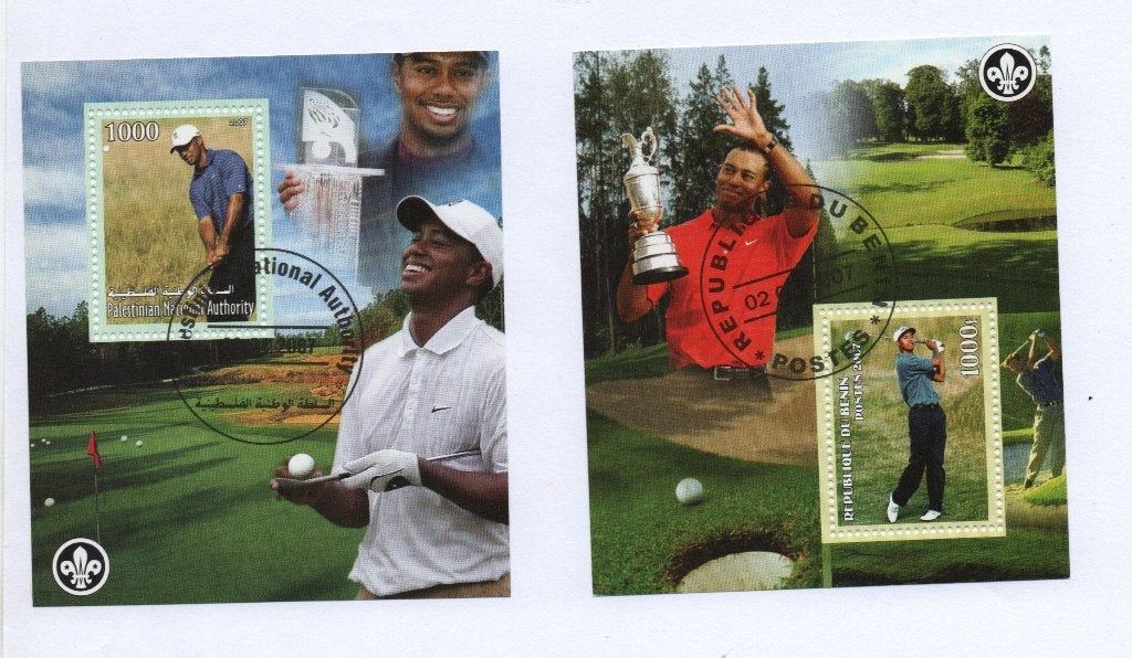 Golf speler - 2 mooie blokjes 2007 - Gestempeld, Verzenden, Gestempeld, Sport