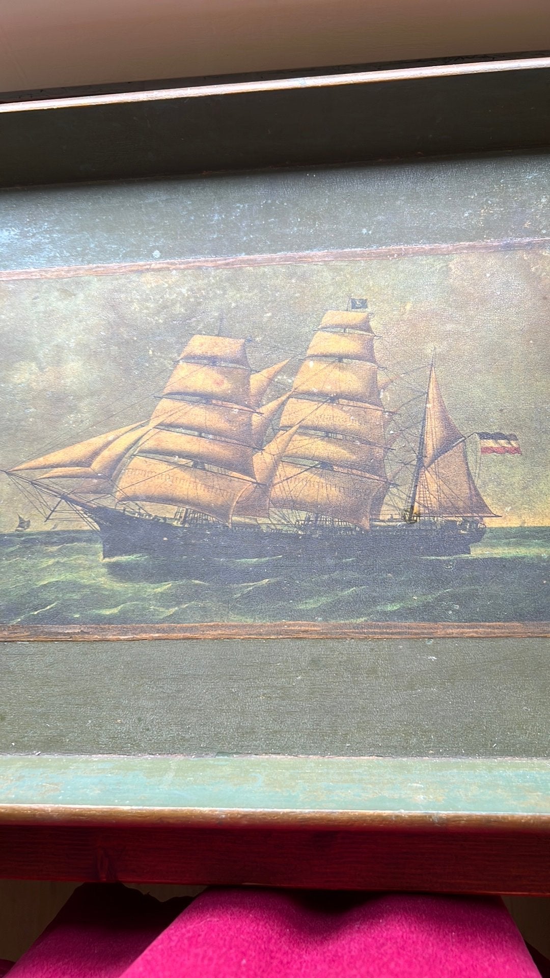 Reproductie maritiem schip, Bark op dienblad, Ophalen of Verzenden