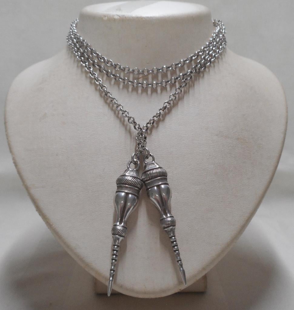 Zilveren jasseron ketting met breidoppen hooikaas nr.336, Verzenden, Zilver, Ketting