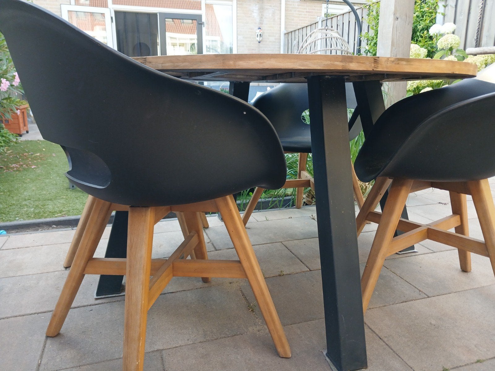 hardhouten tuinstel, Tuin en Terras, Ophalen, Gebruikt, Rond, Hout