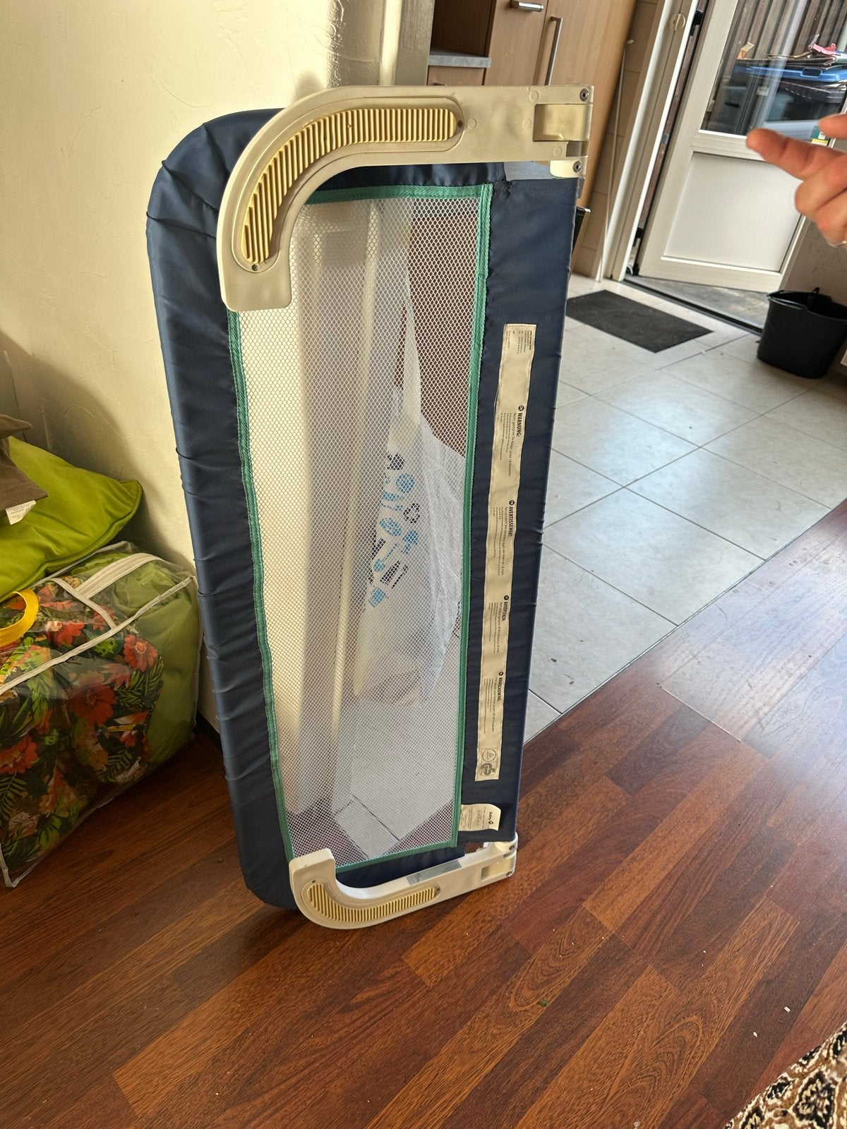 Veiligheidshekje voor bed - Blauw en wit, Ophalen, Overige materialen, Gebruikt, Overige typen