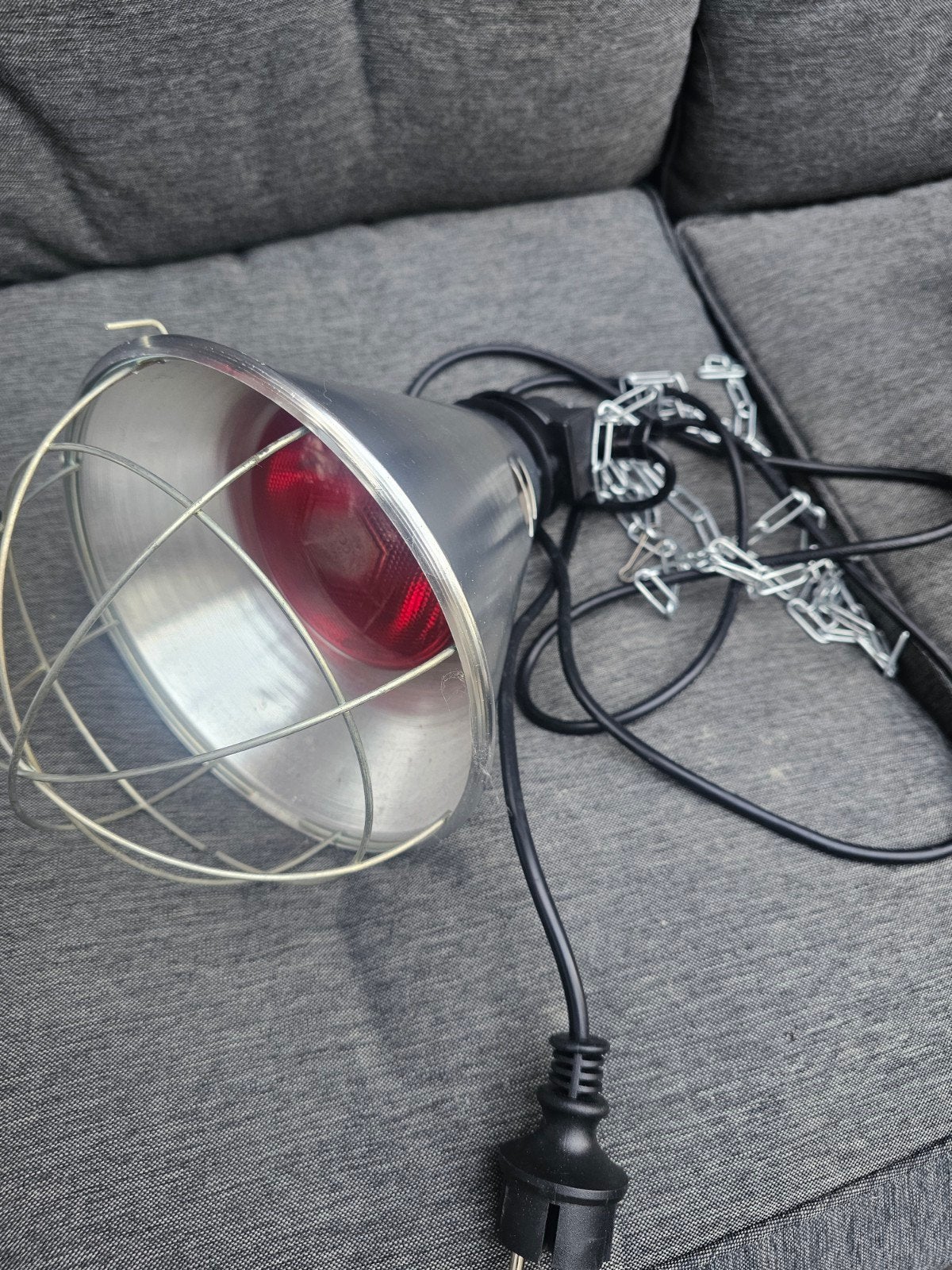 Warmtelamp met rooster en ketting - Gebruikt, Ophalen of Verzenden, Gebruikt