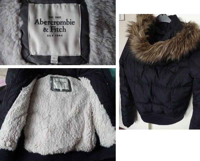Abercrombie Fitch winterjas donsjas bomberjack bontkraag 38, Kleding | Dames, Jassen | Winter, Nieuw, Maat 38/40 (M), Blauw, Ophalen of Verzenden