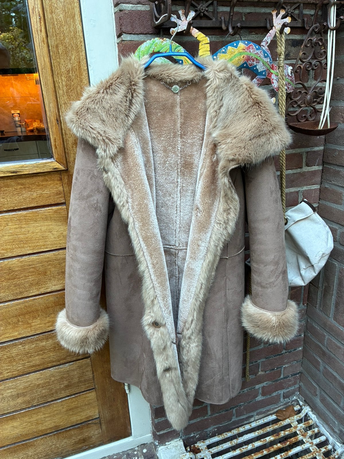 Prachtige Marcain suede jas, Kleding | Dames, Verzenden, Zo goed als nieuw, Maat 38/40 (M), Beige