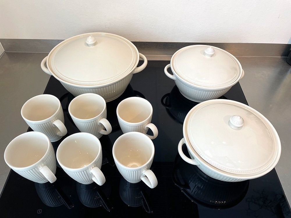 3 Wedgwood Windsor schalen met deksel en 6 mokken, Ophalen, Gebruikt, Schaal of Schalen, Wedgwood
