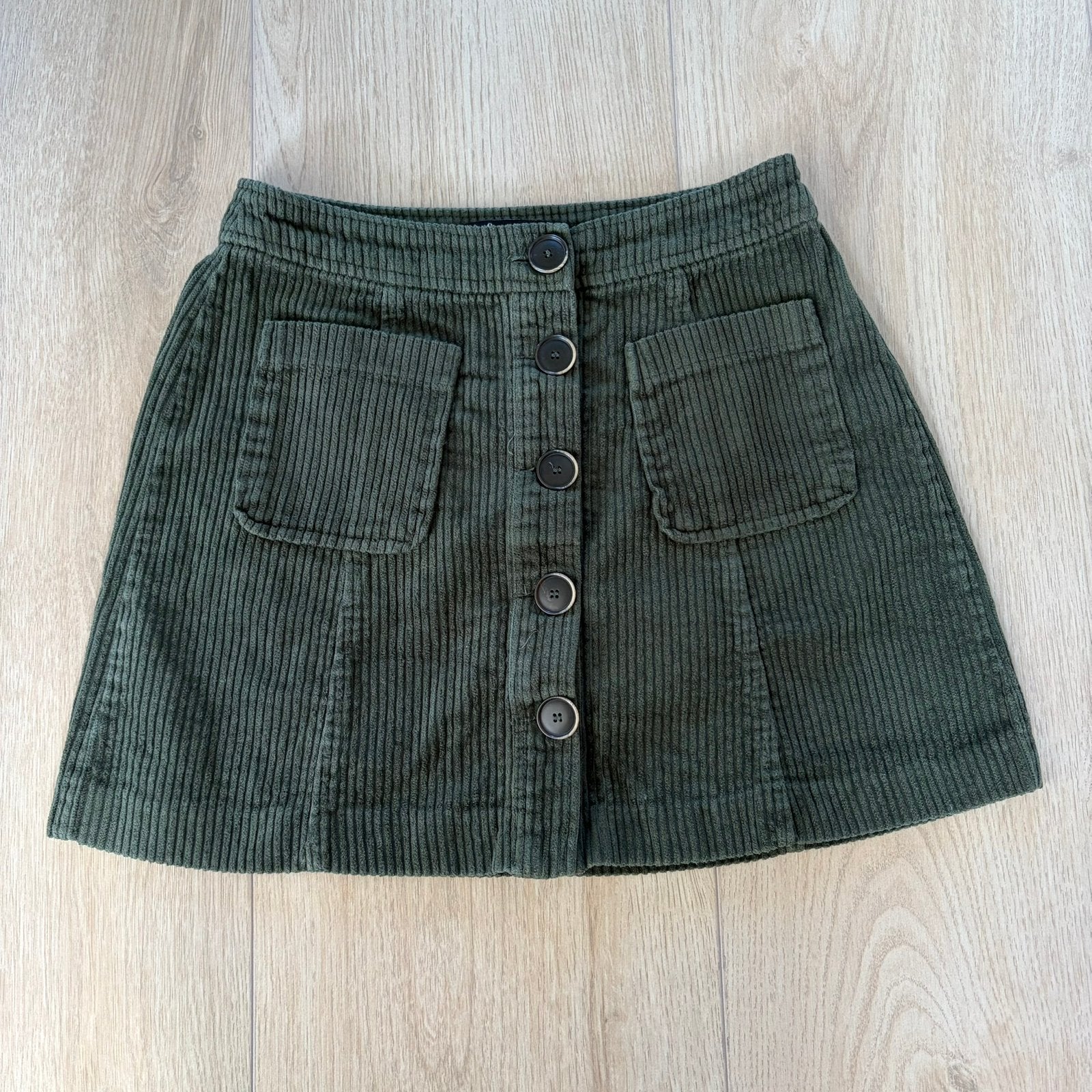 Donkergroene Ribfluwelen Rok met Knopen - Zara - Maat XS, Verzenden, Maat 34 (XS) of kleiner, Gedragen, Boven de knie