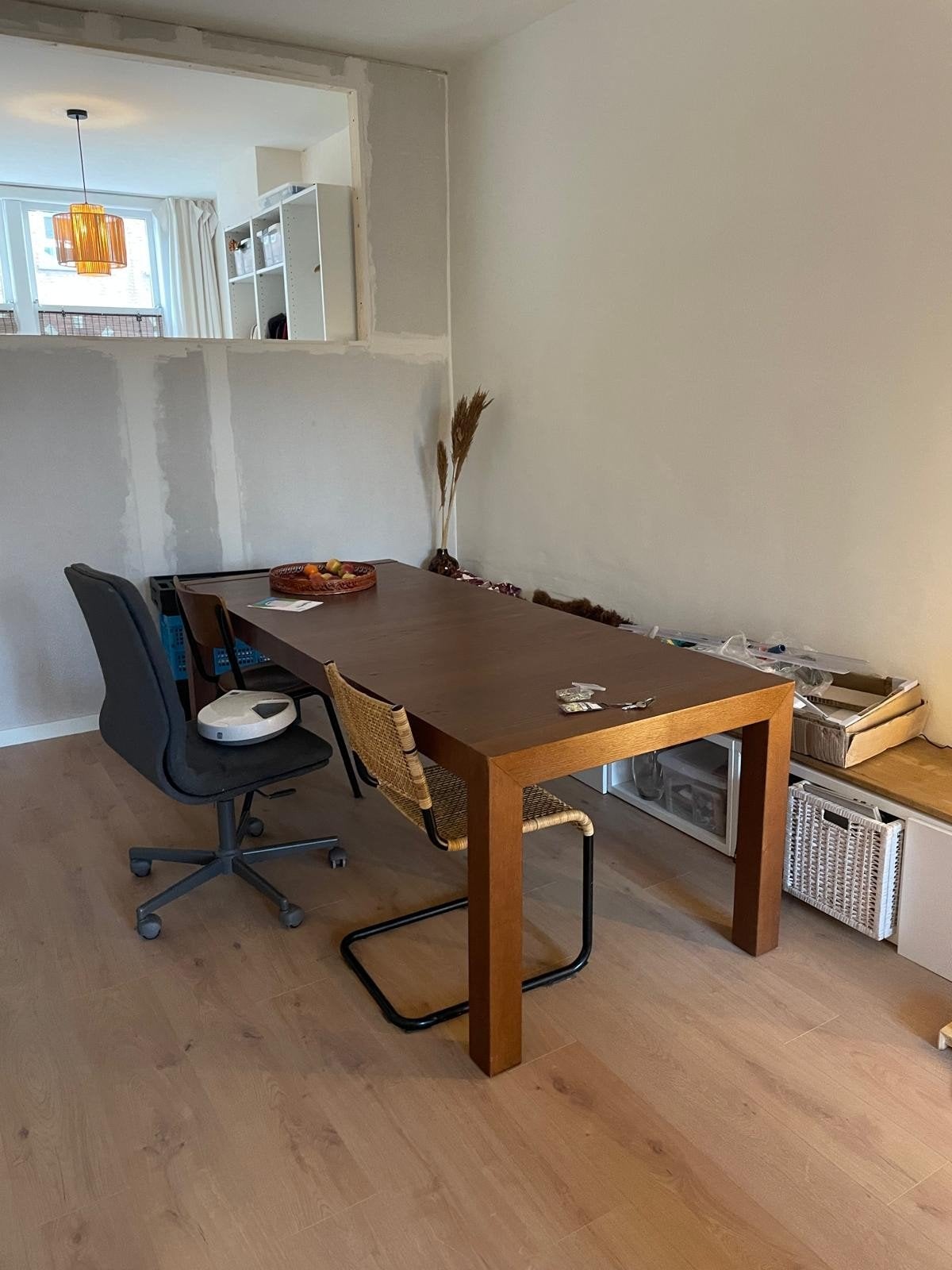 Gratis tafel 6 personen 220 x 90, Huis en Inrichting, Tafels | Eettafels, Ophalen, Overige materialen, Gebruikt, 200 cm of meer
