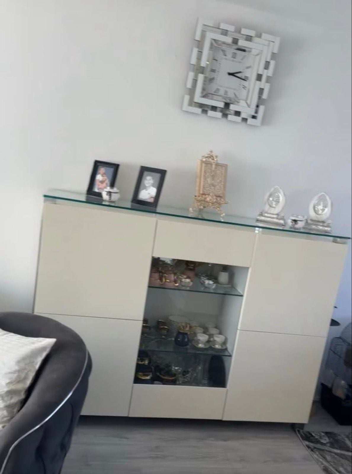 Moderne dressoir met vitrine en tv-meubel, Ophalen, Kunststof, 100 tot 150 cm, 150 tot 200 cm