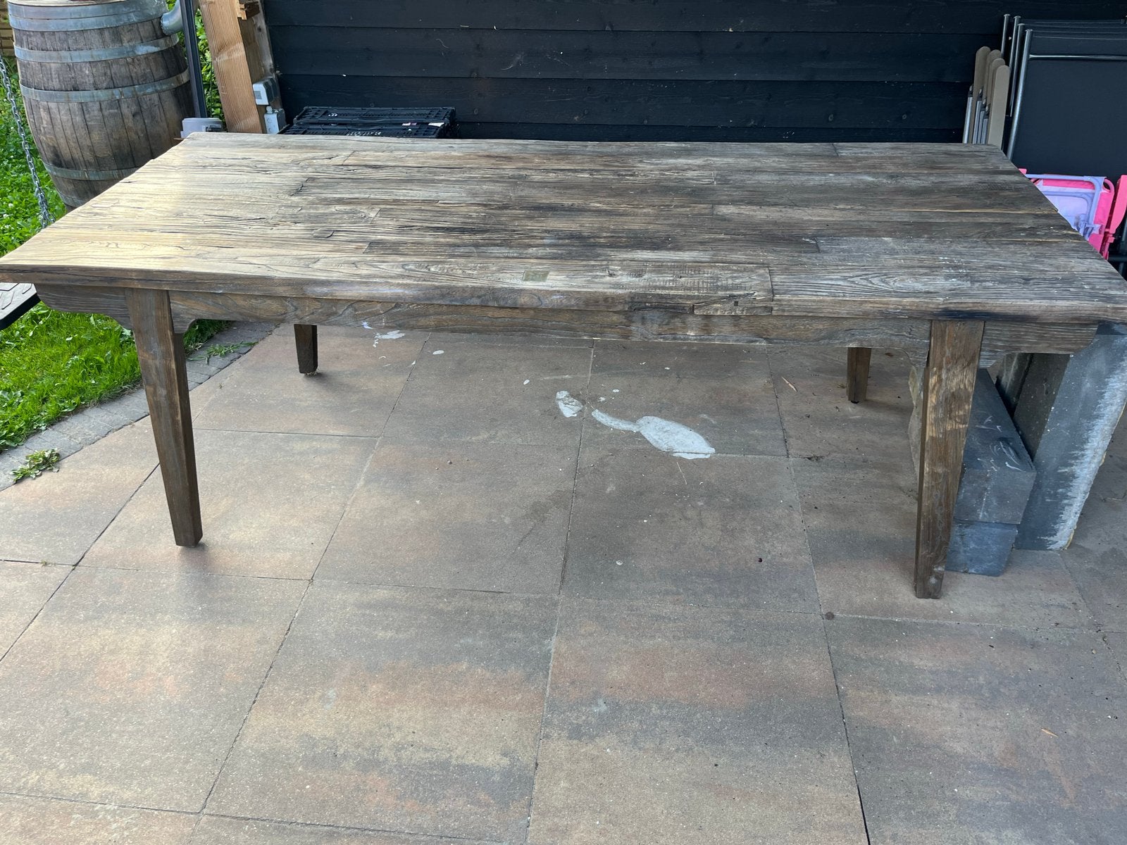 Gratis Houten Eettafel, Huis en Inrichting, Tafels | Eettafels, Ophalen, Gebruikt, 200 cm of meer, 50 tot 100 cm