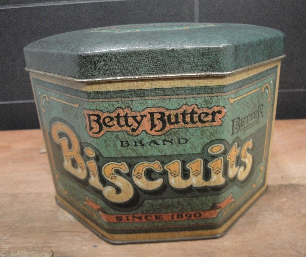 LEUK BROCANT KOEKBLIK -"BETTY BUTTER BISCUIT", Ophalen of Verzenden, Voorraadpot, Metaal, Overige merken