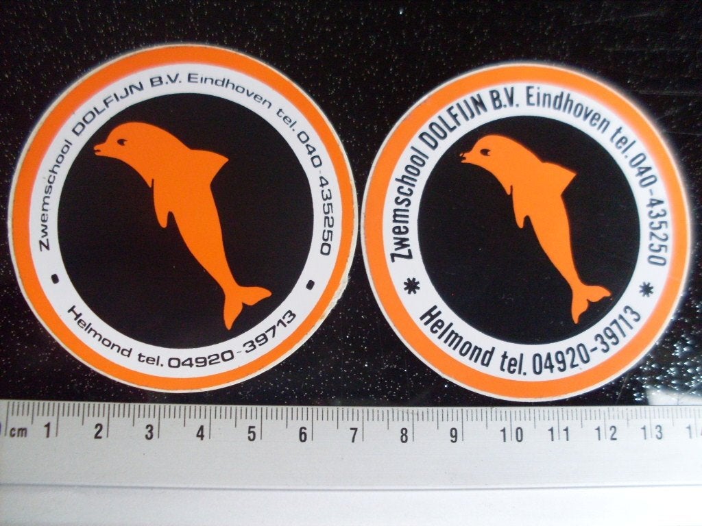 2x sticker zwemschool dolfijn eindhoven logo, Verzenden, Zo goed als nieuw, Bedrijf of Vereniging