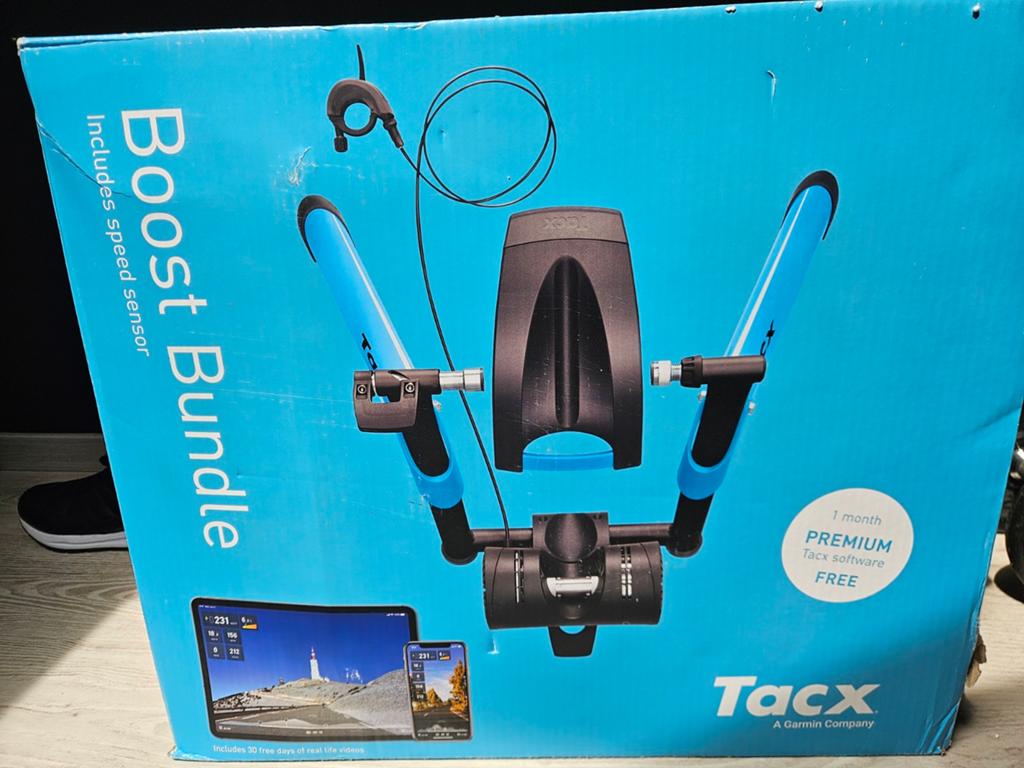 Tacx Boost Bundel - Fietstrainer met snelheidssensor, Ophalen of Verzenden, Zo goed als nieuw, Overige merken