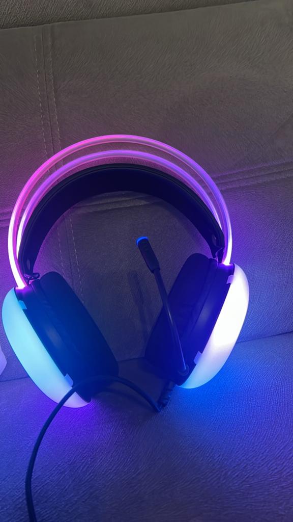 Gaming Headset met RGB Verlichting en Microfoon, Audio, Tv en Foto, Koptelefoons, Zo goed als nieuw, Over oor (circumaural), Overige merken