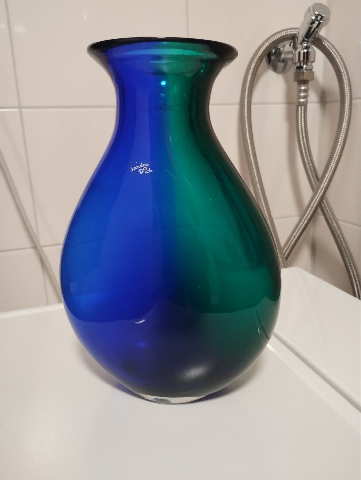 Sandra Rich blauw groen vaas, Ophalen of Verzenden
