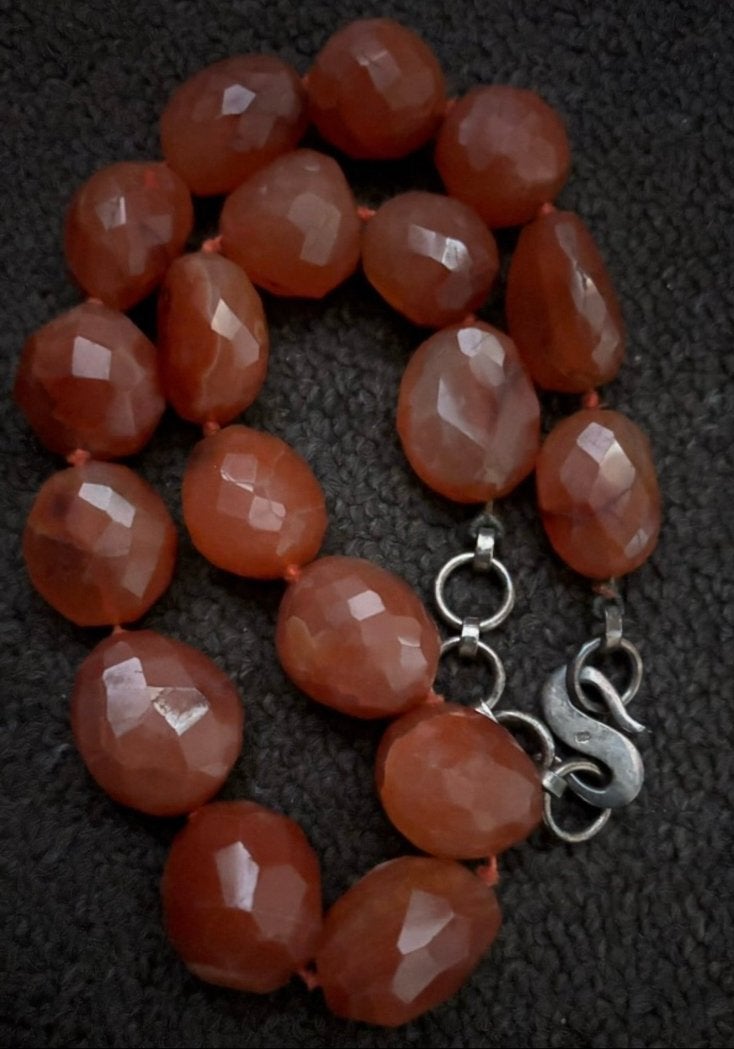 Antieke grote carneool afrikaanse ketting, Verzenden, Zilver